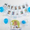 1st Birthday Milestone Photo Banner & Cake Topper - Shark Party