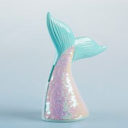 Reversible Sequin Mermaid Tail Porcelain Bank