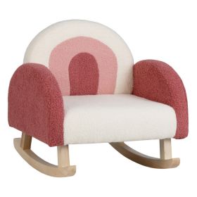 Kids Rocking Chair Children Velvet Upholstered Sofa with Solid Wood Legs