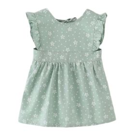 Green Floral Baby Girl Sleeveless Princess Smock Eating Inner Waterproof Kids Bibs Painting Apron