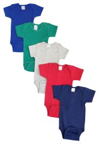 Unisex Baby 5 Pc Onezies (Color: Blue/Green/Grey/Red/Navy, size: small)