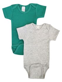 Unisex Baby 2 Pc Onezies (Color: Green/Grey, size: large)