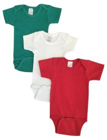 Unisex Baby 3 Pc Onezies (Color: Green/Red, size: medium)