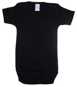 Black Interlock Short Sleeve Onezies (Color: Black, size: Newborn)