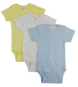 Pastel Boys Short Sleeve Variety Pack (Color: Blue/Yellow/White, size: small)