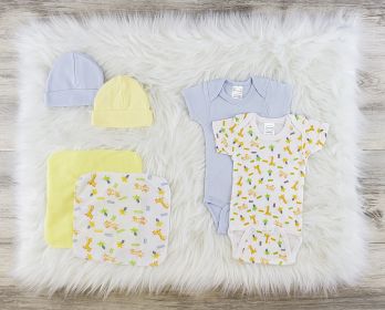 6 Pc Layette Baby Clothes Set (Color: Blue/Yellow, size: small)