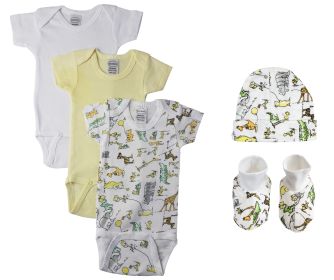 Unisex Baby 5 Pc Bodysuits (Color: White, size: large)