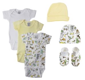 Unisex Baby 7 Pc Bodysuits (Color: White/Yellow, size: large)