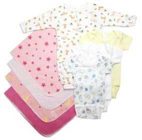 Newborn Baby Girls 8 Pc Layette Baby Shower Gift Set (Color: White/Pink, size: Newborn)