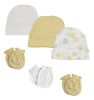 Baby Boy, Baby Girl, Unisex Infant Caps and Mittens (Pack of 6)