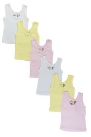 Girls Six Pack Pastel Tank Top (Color: Pink/Yellow/White, size: small)