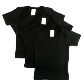 Black Short Sleeve Lap Shirt (Pack of 3) (Color: Black, size: 45632)