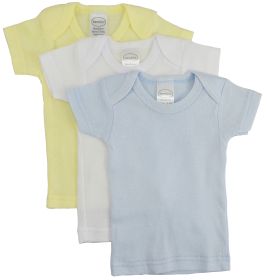 Boys Pastel Variety Short Sleeve Lap T-shirts - 3 Pack (Color: Blue/Yellow/White, size: large)