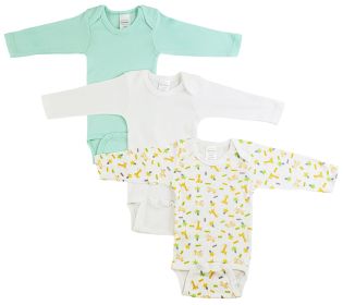 Boys Longsleeve Printed Onezie Variety Pack (Color: White/Aqua/Print, size: large)