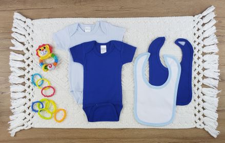 4 Pc Layette Baby Clothes Set (Color: White/Blue, size: medium)