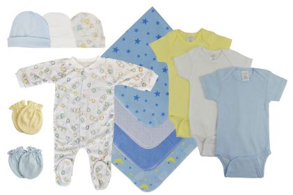 Baby Boy 13 Pc Layette Sets (Color: White/Blue, size: small)