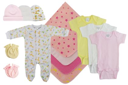 Baby Girls 13 Pc Layette Sets (Color: White/Pink, size: small)