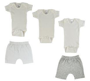 Infant Onezies and Shorts (Color: White/Grey, size: small)