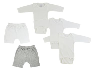 Infant Long Sleeve Onezies and Pants (Color: White/Grey, size: large)