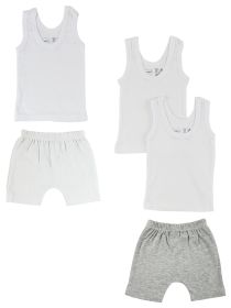 Infant Tank Tops and Shorts (Color: White/Grey, size: small)