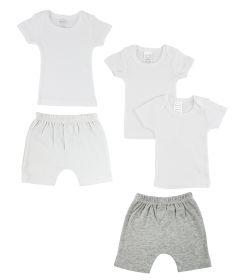 Infant T-Shirts and Shorts (Color: White/Grey, size: small)