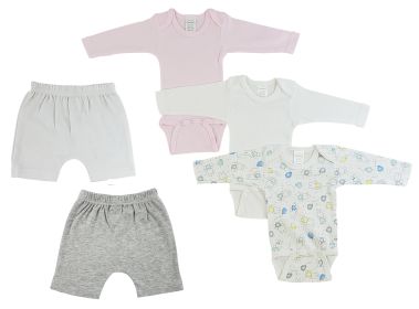 Infant Girls Long Sleeve Onezies and Shorts (Color: White/Grey, size: large)