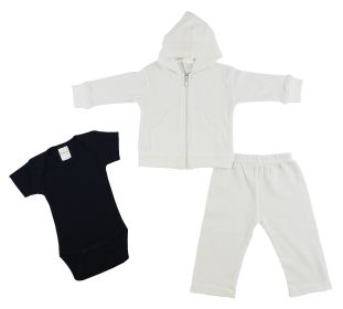 Infant Sweatshirt, Onezie and Pants - 3 pc Set (Color: Black/White, size: large)