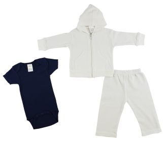 Infant Sweatshirt, Onezie and Pants - 3 pc Set (Color: Navy/White, size: large)