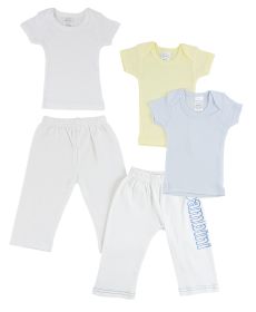 Infant Boys T-Shirts and Track Sweatpants (Color: White/Blue, size: small)