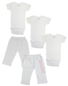 Infant Onezies and Track Sweatpants (Color: White/Pink, size: large)