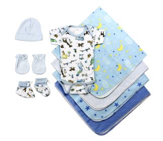 Newborn Baby Boys 8 Pc Layette Baby Shower Gift Set (Color: White/Blue, size: Newborn)