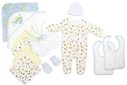 Newborn Baby Boys 14 Pc Layette Baby Shower Gift Set (Color: White/Blue, size: Newborn)