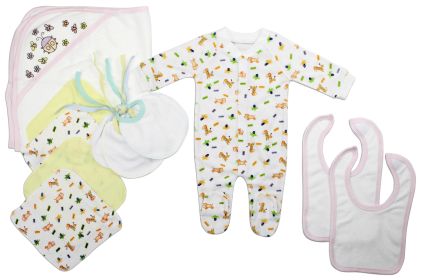 Newborn Baby Boys 11 Pc Layette Baby Shower Gift Set (Color: White/Pink, size: Newborn)