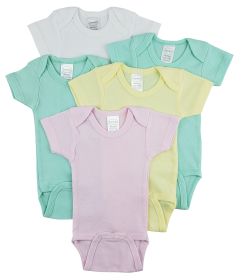 Short Sleeve One Piece 5 Pack (Color: White/Yellow/Pink, size: large)