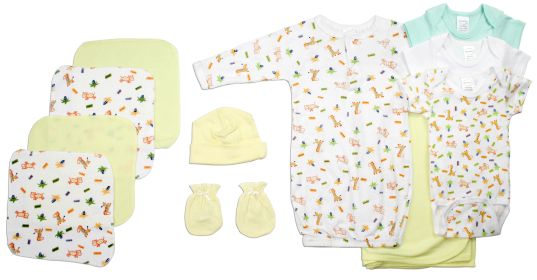 Unisex Newborn Baby 11 Pc Layette Baby Shower Gift Set (Color: White/Yellow, size: Newborn)