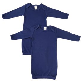 Unisex Newborn Baby 2 Piece Gown Set (Color: Navy, size: Newborn)