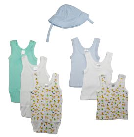 Boys Summer 7 Piece Layette Set (Color: White/Blue, size: small)