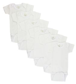 White Short Sleeve One Piece 6 Pack (Color: White, size: Newborn)