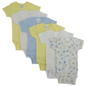 Printed Pastel Boys Short Sleeve 6 Pack (Color: Blue/Yellow/White, size: small)