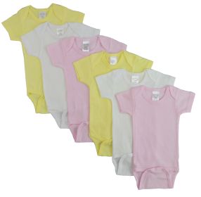 Pastel Girls Short Sleeve 6 Pack (Color: Pink/Yellow/White, size: small)