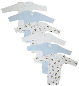 Boys Longsleeve Printed Onezie Variety 6 Pack (Color: White/Blue, size: large)