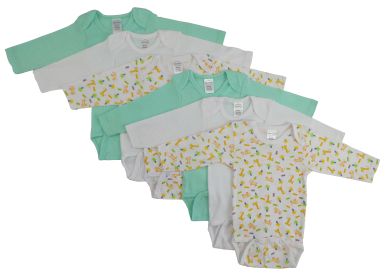 Boys Longsleeve Printed Onezie Variety 6 Pack (Color: White/Aqua, size: large)