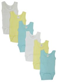 Boys Tank Top Onezies 6 Pack (Color: Blue/Yellow/White, size: large)