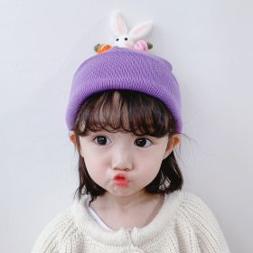 1-6Y Girls Boys Cute Rabbit Knitteed Hat (Color: Lavender)