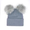 New Warm Knitted 0-3Y Baby's Hat Cute Double Fur Pompon Beanies Thick Double Layer Cap Faux Pompom Hat