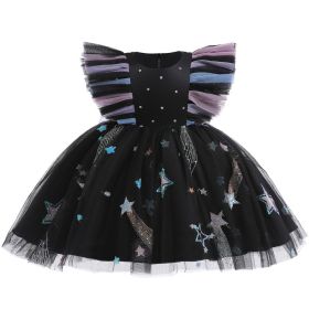 Baby Girl Dress Formal Tutu Dress for Party Wedding Birthday (Color: Black, size: 120CM)