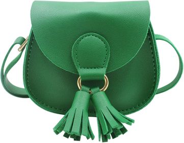 Kids Girls Toddler Mini Shoulder Purse Crossbody Bag with Tassel (Color: green, size: small)