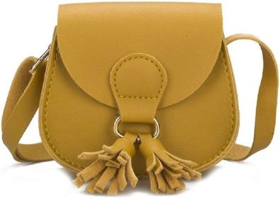 Kids Girls Toddler Mini Shoulder Purse Crossbody Bag with Tassel (Color: yellow, size: small)