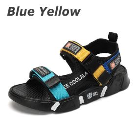 Summer Kids Sandals Fashion Mixed Color Toddler Boy Beach Shoes Outdoor Children Sport Sandalias Casual Baby Boys Zapatos Para (Color: Blue Yellow, size: 39)