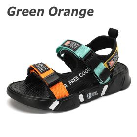 Summer Kids Sandals Fashion Mixed Color Toddler Boy Beach Shoes Outdoor Children Sport Sandalias Casual Baby Boys Zapatos Para (Color: Green Orange, size: 31)